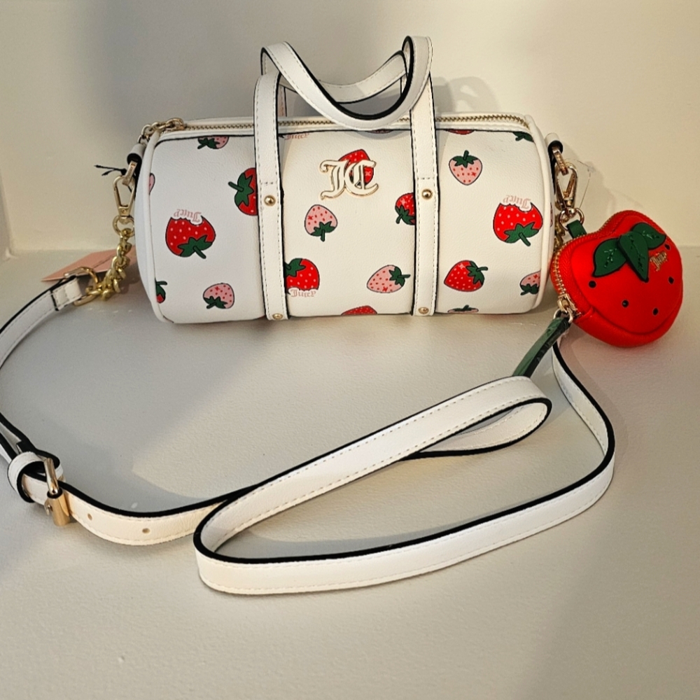 Juciy Couture Strawberry Barrel Bag White
